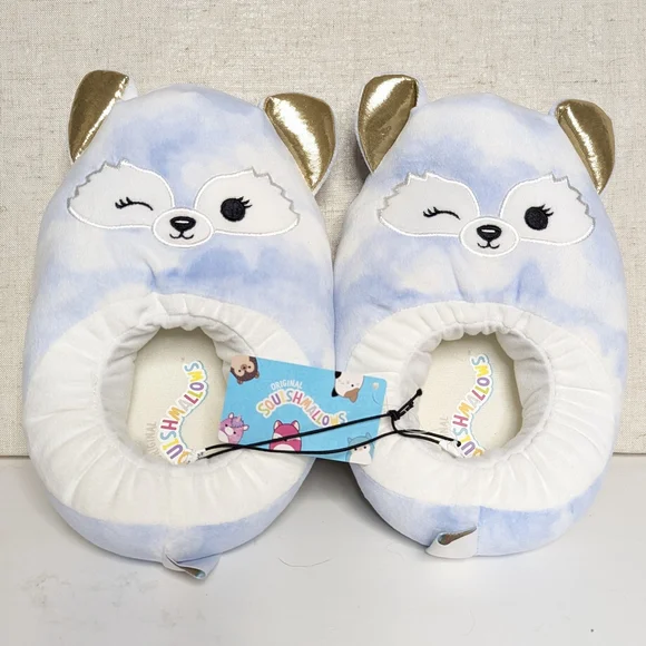 NWT Squishmallows Aqua Owl Mini Backpack & Blue Fox/Wolf Slippers Bundle - Picture 8 of 13